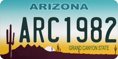 AZ license plate ARC1982