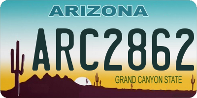 AZ license plate ARC2862