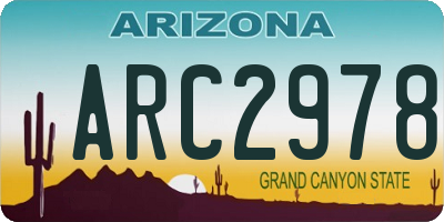 AZ license plate ARC2978