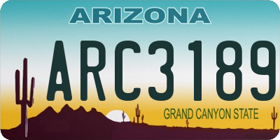 AZ license plate ARC3189