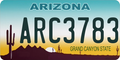 AZ license plate ARC3783