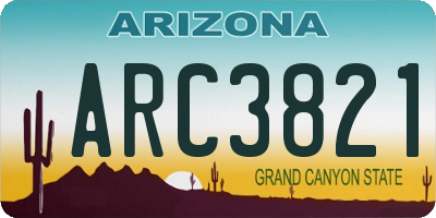 AZ license plate ARC3821