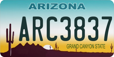 AZ license plate ARC3837