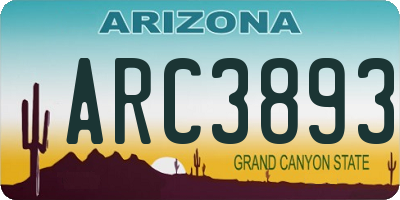 AZ license plate ARC3893