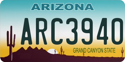 AZ license plate ARC3940