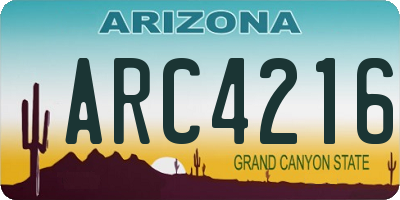 AZ license plate ARC4216
