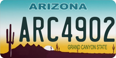 AZ license plate ARC4902