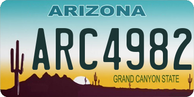 AZ license plate ARC4982