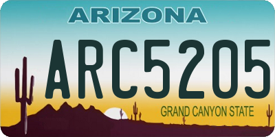 AZ license plate ARC5205