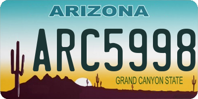 AZ license plate ARC5998