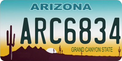 AZ license plate ARC6834