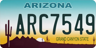 AZ license plate ARC7549