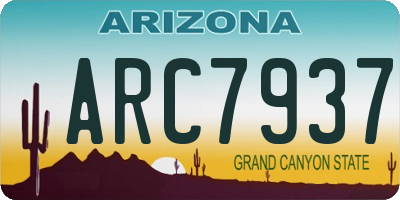 AZ license plate ARC7937