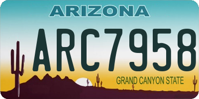 AZ license plate ARC7958