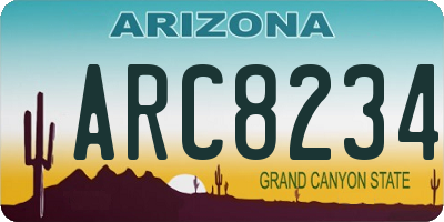 AZ license plate ARC8234