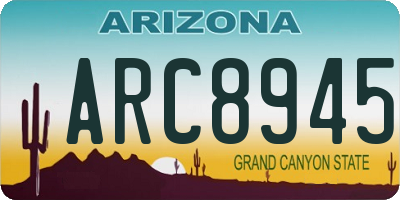 AZ license plate ARC8945