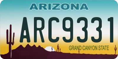 AZ license plate ARC9331