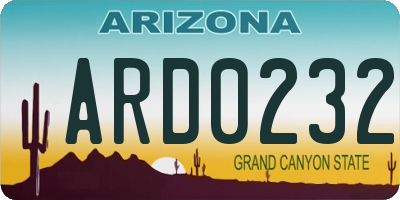 AZ license plate ARD0232