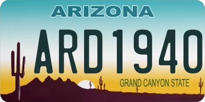 AZ license plate ARD1940
