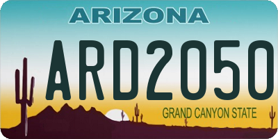AZ license plate ARD2050