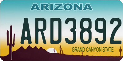 AZ license plate ARD3892