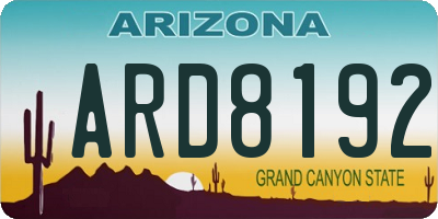 AZ license plate ARD8192