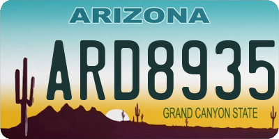 AZ license plate ARD8935