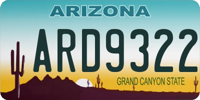 AZ license plate ARD9322