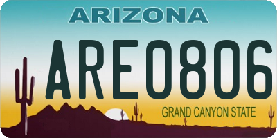 AZ license plate ARE0806