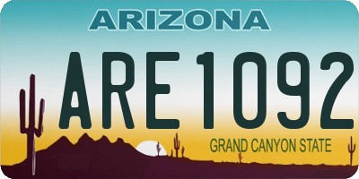 AZ license plate ARE1092