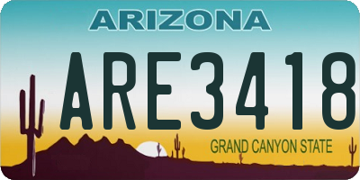 AZ license plate ARE3418