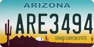 AZ license plate ARE3494