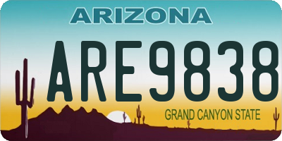 AZ license plate ARE9838