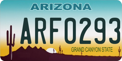 AZ license plate ARF0293