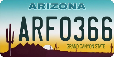 AZ license plate ARF0366