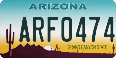 AZ license plate ARF0474