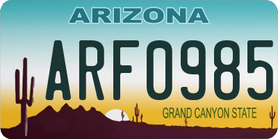 AZ license plate ARF0985