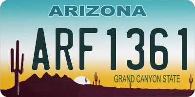 AZ license plate ARF1361