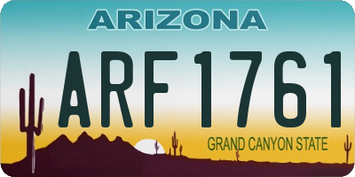 AZ license plate ARF1761
