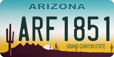 AZ license plate ARF1851