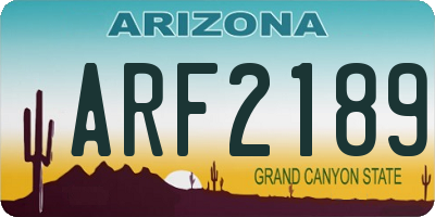 AZ license plate ARF2189