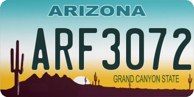 AZ license plate ARF3072