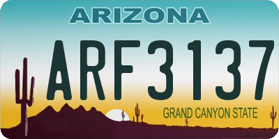AZ license plate ARF3137