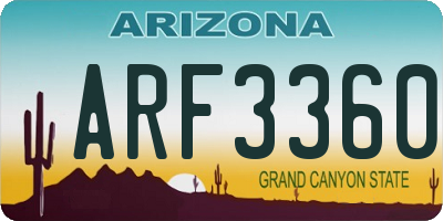 AZ license plate ARF3360