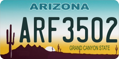 AZ license plate ARF3502