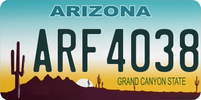 AZ license plate ARF4038