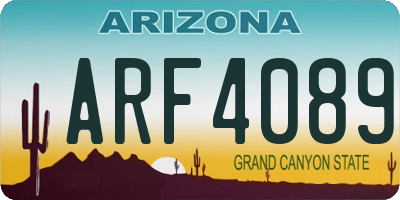 AZ license plate ARF4089
