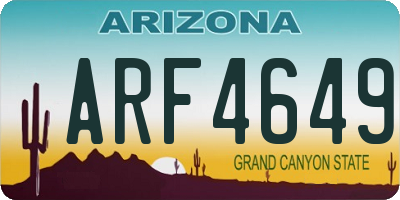 AZ license plate ARF4649