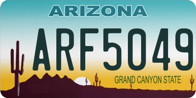 AZ license plate ARF5049