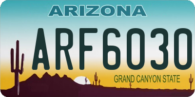 AZ license plate ARF6030